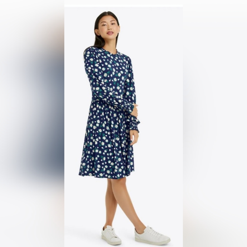 Draper James Kitty knit dress, navy magnolia print, small, NWT